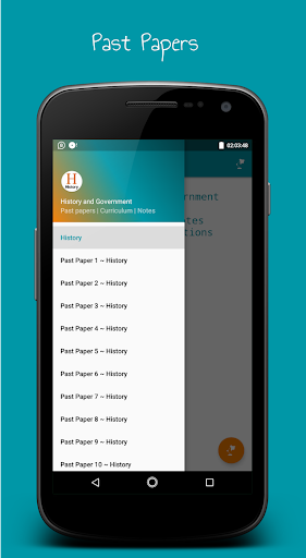 Android application History Notes & Papers Form1-4 screenshort
