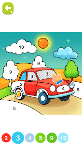 Cars color by number for kids