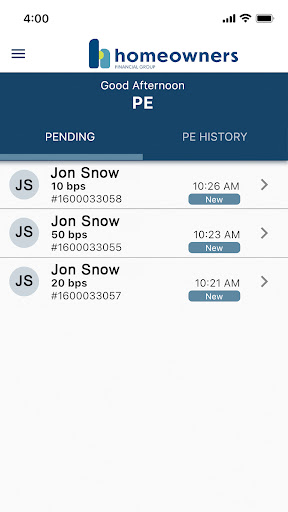 Android application HFG Pricing Exception screenshort