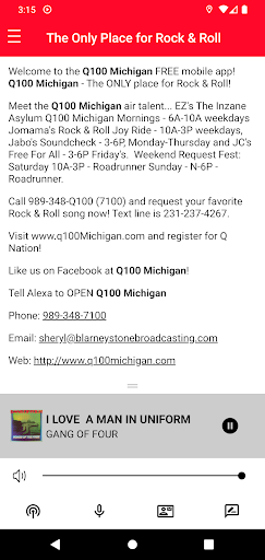 Android application Q100 Michigan screenshort