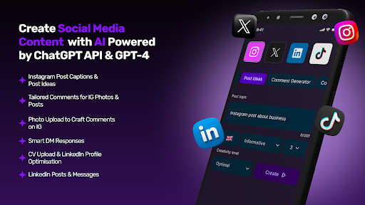 Android application ChatGPR - Social Media AI screenshort