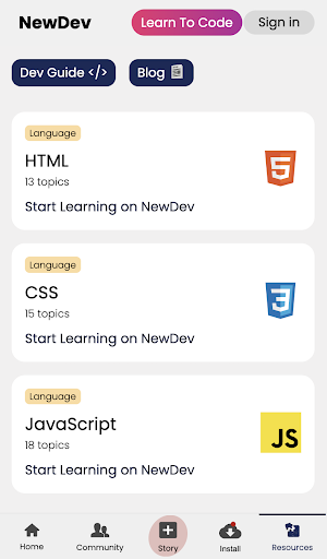 Android application NewDev: Code & Collaborate screenshort