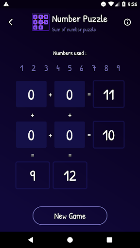 Sum of Number Puzzle Screen 2