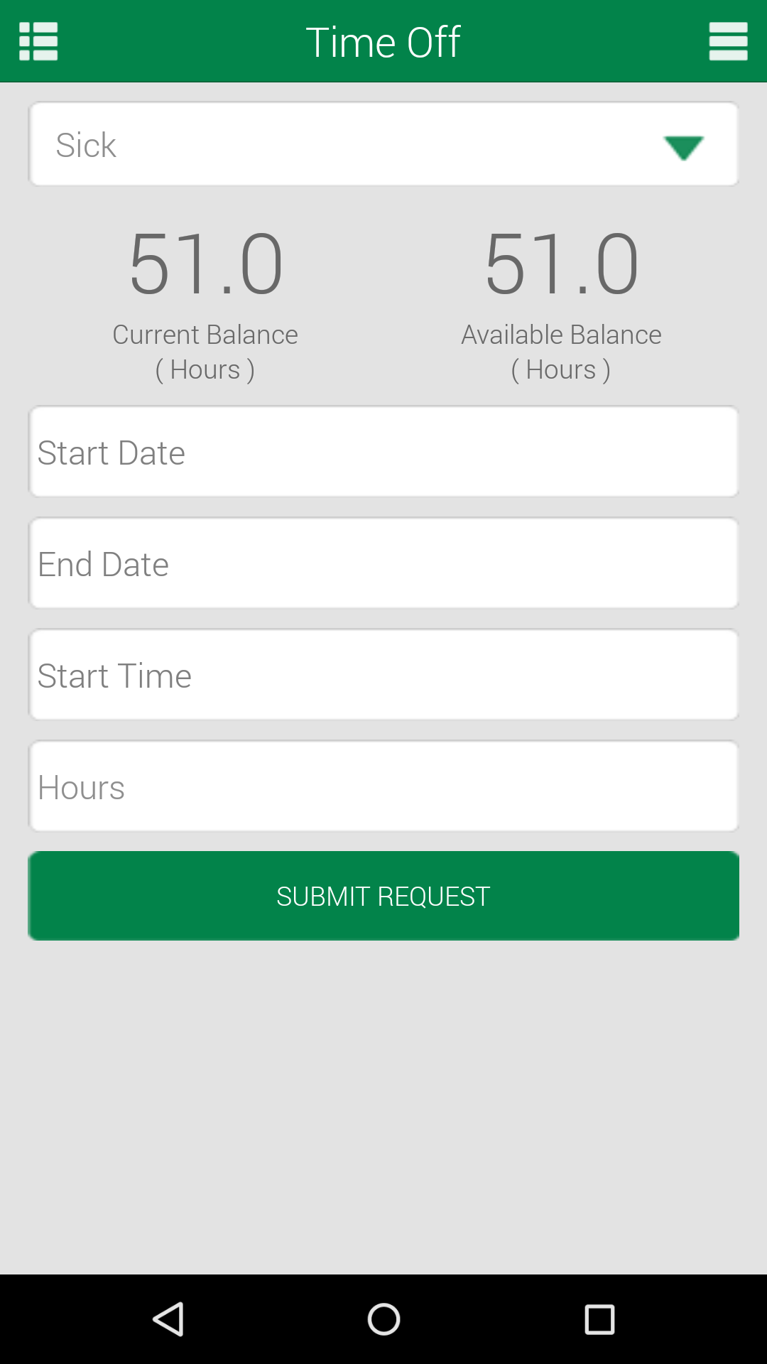 Android application GreenEmployee screenshort