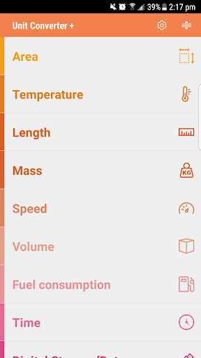 Android application Unit Converter screenshort