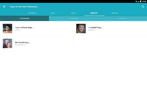 Screenshot of Hope for the Heart Resources