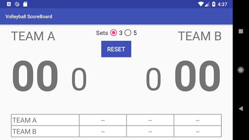 Android application Volleyball ScoreBoard screenshort