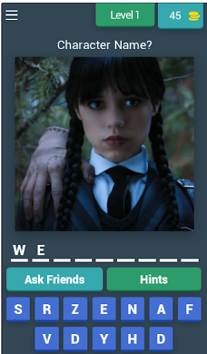 Android application Wednesday Addams Quiz screenshort