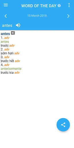 Vietnamese-Spanish Dictionary Screen 2