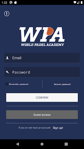 Android application World Padel Academy screenshort