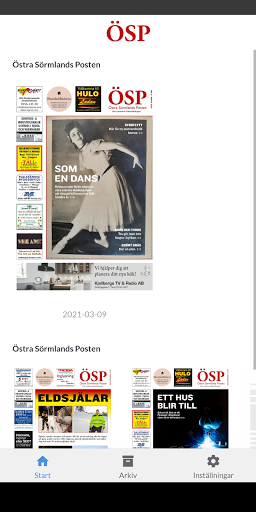 Android application Östra Sörmlands Posten screenshort