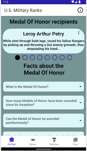 Android application U.S. Military Ranks screenshort