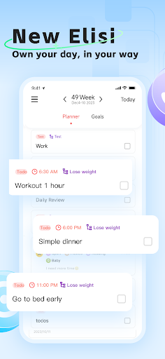 Screenshot of Elisi - Structured planner