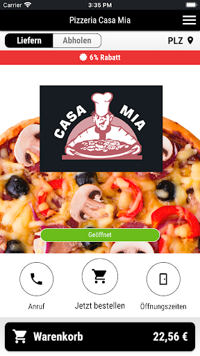 Android application Pizzeria Casa Mia Marktsteft screenshort
