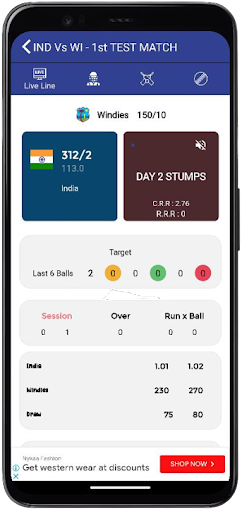Live Cricket Scores Screen 2