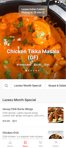 Android application Lazeez Indian Cuisine screenshort