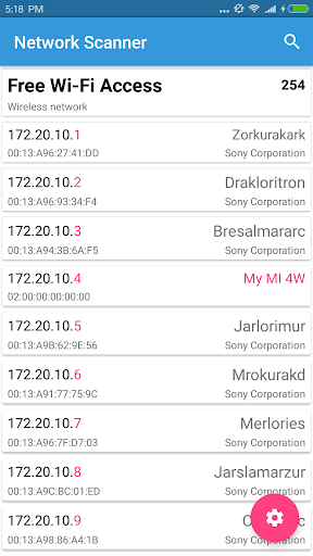 Android application Network Scanner screenshort