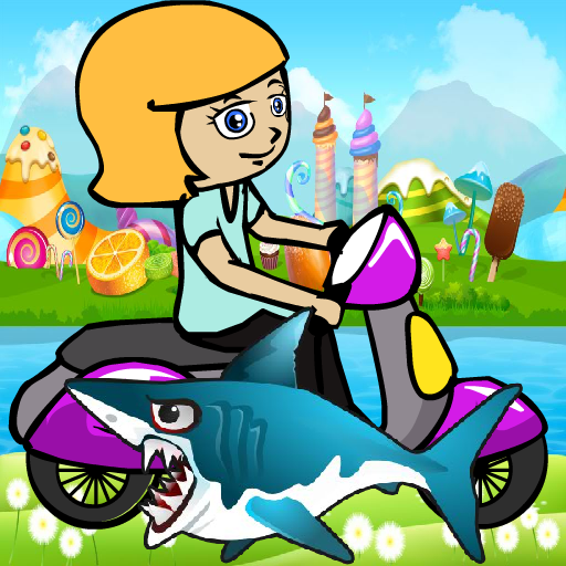 Scooter Ride Girl Shark Attack logo