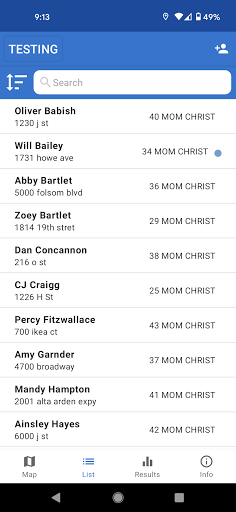 Organizer Canvassing Screen 2