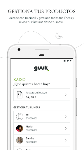 Android application Guuk - Área de cliente screenshort