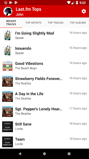 Android application Last.fm Tops screenshort