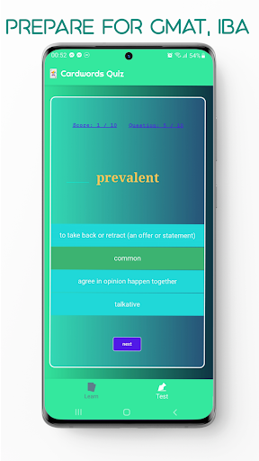 Cardwords: Vocabulary Practise Screen 3