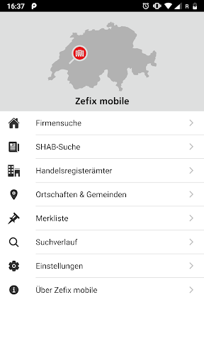 Android application Zefix mobile screenshort