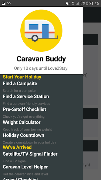 Buddy Caravans. Приложение караван