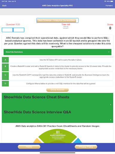 AWS Data Analytics DAS-C01 PRO Screen 3