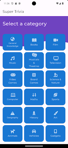 Android application Super Trivia. Quiz Game screenshort