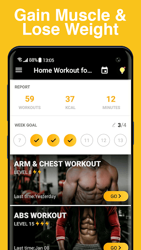 Android application Home Fitness - No equipment screenshort
