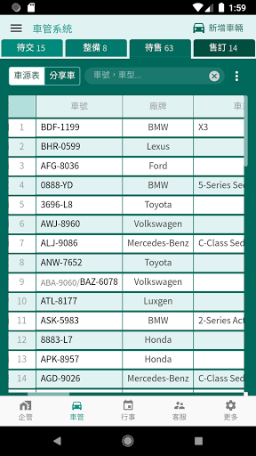 carERP Screen 2