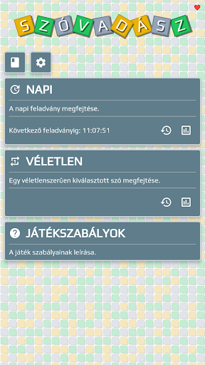 Android application Szóvadász screenshort