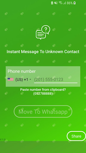Android application Number To Message Whats Chat screenshort