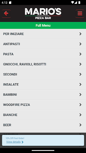 Marios Pizza Bar Screen 3