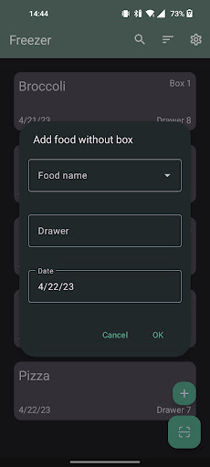 Freezer Manager Screen 2