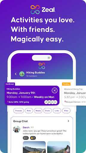 Android application Zeal - Activities with Friends screenshort