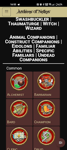 Android application Pathfinder 2e Nethys Browser screenshort