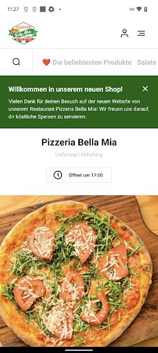 Android application Pizzeria Bella Mia screenshort