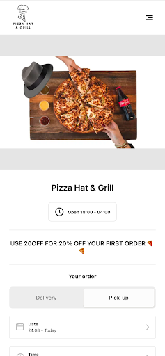 Android application Pizza Hat and Grill screenshort
