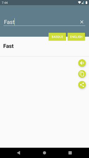 Basque-English Dictionary Screen 2