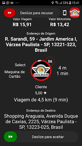 Android application Molinari Motorista screenshort