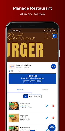 Android application Food4U - Restaurant Partner screenshort