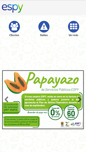 Android application ESPY Clientes screenshort