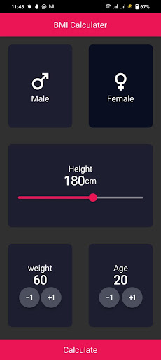 BMI Calculator:Weight & Height Screen 2