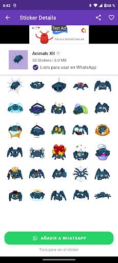 Android application animal stickers screenshort
