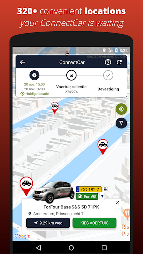 Android application ConnectCar - autodelen screenshort