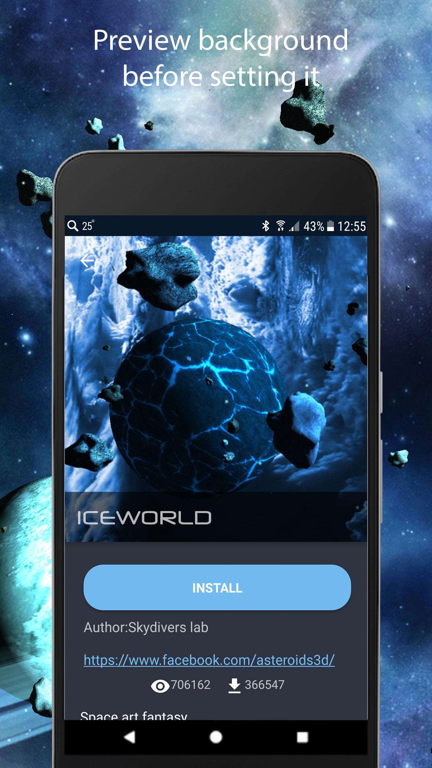 Android application Asteroids 3D live wallpaper screenshort