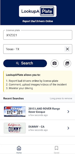 Android application Report License Plate & Drivers screenshort