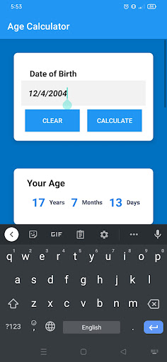 Your Age Calculator Screen 3